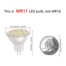 Carica l'immagine nel visualizzatore di Gallery, Lampadine LED MR11, 12V 3.5W Pari a Lampadine Alogene 25-35W, Base GU4.0, Bianco (6000K, Confezione da 6)