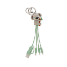 Carica l'immagine nel visualizzatore di Gallery, Legami - Cavo di Ricarica Multiplo Link Up, Tema Koala, con Portachiave, 4 Cavi di Ricarica, USB, di Tipo-C, Micro-USB, 