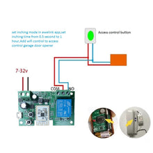 Carica l'immagine nel visualizzatore di Gallery, MHCOZY eWelink Wifi Bluetooth Relay Módulo funziona con Alexa,app telefono remoto DC 12V 24V 32V relè di uscita passivo per il controllo di accesso al cancello del garage intelligente fai da te