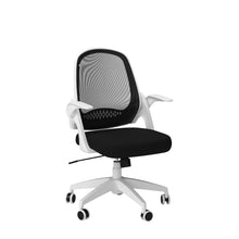 Carica l&#39;immagine nel visualizzatore di Gallery, Hbada J1 Sedia da ufficio ergonomica, poltrona da ufficio con bracciolo pieghevole, seduta in tela, girevole a 360°, Bianco