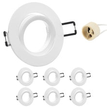 Carica l'immagine nel visualizzatore di Gallery, Cornice Faretti incasso cartongesso GU10 Orientabili Alluminio Bianco, Portafaretto Faretto led da incasso per cartonges