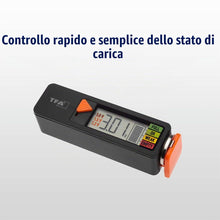 Carica l'immagine nel visualizzatore di Gallery, TFA Dostmann BatteryCheck Tester per batterie (AAA, AA, C, D), 98.1126.01, pila a bottone, batteria di blocco, indicator