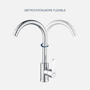 Auralum Rubinetto da cucina elegante miscelatore lavello cucina beccuccio alto girevole a 360° rubinetto lavello montabile ad acqua calda e fredda