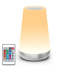 Carica l'immagine nel visualizzatore di Gallery, Auxmir Luce Notturna Bambini, Lampada da Comodino, Lampada LED Colorata con 13 Colori, Luminosità Regolabile, 3 Modi d’Illuminazione, Touch e Telecomando, Batteria Ricaricabile, Argento