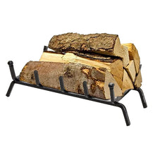 Carica l&#39;immagine nel visualizzatore di Gallery, Virsus Brucialegna da Camino in ferro battuto con spessore 1,5 cm, di colore nero con sfumature, 5 barre distanziate, braciere per legna, poggialegna resistente per brace, fuoco costante (40x32x20 cm)