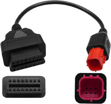 Carica l'immagine nel visualizzatore di Gallery, Alchiauto Cavo diagnostico OBD2 OBDII a 6 pin da 6 pin a 16 pin per motorrad obd per moto OBD, adatto per Moto Euro5, connettore a 6 pin, funziona con Guzzi, Kawasaki, Honda, Suzuki, Yamaha, Harley