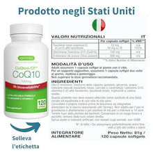 Carica l'immagine nel visualizzatore di Gallery, Integratore CoQ10, Coenzima Q10 100mg, 4 mesi, Biodisponibilità 5x Superiore, Formula Ultra-Solubile CoQsol-CF, Ubichinone potenziato con vitamina E e D-Limonene, 120 softgels 1 al giorno - Igennus