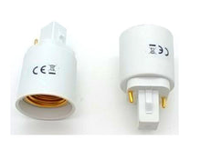 Carica l'immagine nel visualizzatore di Gallery, Set 2 adattatori da G24 a E27 convertitore per Lampadine Led - Kit modifica plafoniere E27