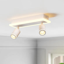 Carica l'immagine nel visualizzatore di Gallery, LVWIT Faretti Orientabili da Soffitto 2 Luce Moderna, Faretti da Parete Interno GU10 Bianco-Rettangoli, Faretti LED Soff
