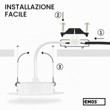 Carica l'immagine nel visualizzatore di Gallery, EMOS Faretti LED da Incasso per Cartongesso 5W / 450 Lumen | Faretti LED soffitto da incasso 3000K Luce Bianco caldo | S