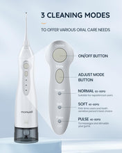 Carica l&#39;immagine nel visualizzatore di Gallery, Flosser D&#39;Acqua Per Denti, Irrigatore Orale Portatile Flosser Dentale Per Acqua Ipx7 Impermeabile 300 Ml 3 Modalità 4 Punte Jet Pulizia Profonda, Ricaricabile Usb Per Viaggi Con Approvazione FDA