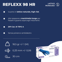 Carica l'immagine nel visualizzatore di Gallery, Reflexx R98, Guanti Hi-Risk in Lattice senza Polvere Gr. 18.5, 50 Pezzi, Blu