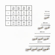 Carica l'immagine nel visualizzatore di Gallery, Faretti LED da Soffitto Orientabili E27 Lampada da Soffitto con Binario a 2 Faretti Plafoniera per Interni Moderna per C