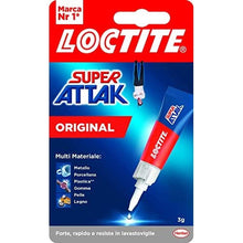 Carica l'immagine nel visualizzatore di Gallery, Loctite Super Attak Original, colla liquida trasparente con tripla resistenza e istantanea, colla resistente per gomma, 