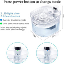 Carica l'immagine nel visualizzatore di Gallery, HoneyGuaridan Fontanella per Gatti a Batteria con Sensore di Movimento, 2.5L Silenzioso Fontanella Gatti Senza Fili con Due modalità di Lavoro a LED, capacità d'Acqua Visibile - Vieni con 2 Filtri