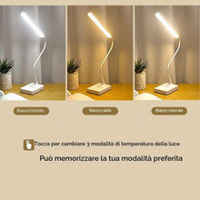 Carica l'immagine nel visualizzatore di Gallery, Lampada LED Scrivania Batteria Ricaricabile 2000mAh, Luce Lettura Libro Senza Fili,Touch Control 3 Colori, 6 Luminosità 