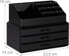Carica l'immagine nel visualizzatore di Gallery, Relaxdays Portatrucchi, 2 Organizer Combinabili, Portaoggetti per Cosmetici con Cassetti, Multiuso, Versatile, Nero