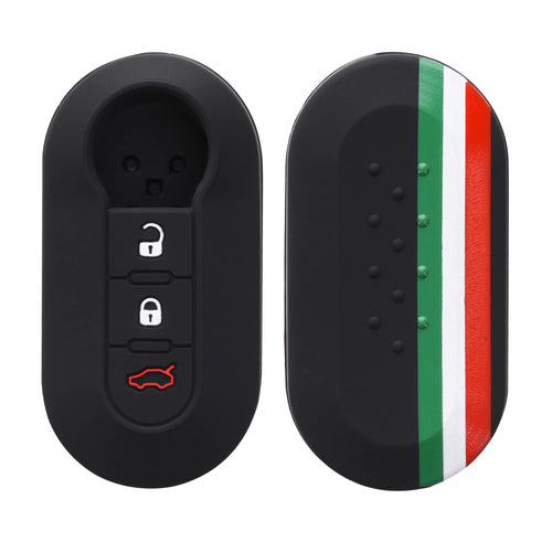 kwmobile Custodia Coprichiave Compatibile con Fiat Lancia con 3 Tasti Pieghevole Cover - Copritelecomando Chiave Auto - Copri Chiavi Macchina Bandiera Italiana