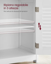 Carica l'immagine nel visualizzatore di Gallery, VASAGLE Mobile da Bagno, Mobiletto da Bagno e Cucina, Armadietto con Anta Doppia a Persiana, 30 x 60 x 80 cm, Bianco BBC40WT