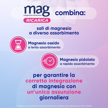 Carica l'immagine nel visualizzatore di Gallery, Mag Ricarica Integratore Magnesio Vitamina B6 per Stanchezza, 24 Bustine
