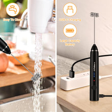 Carica l'immagine nel visualizzatore di Gallery, Philorn Montalatte Elettrico Frullino Montalatte Portatile a Doppia Frusta, Milk Frother Ricaricabile Usb a 3 Velocità, Montalatte Manuale Per Latte/Cappuccino/Caffè/Montalatte