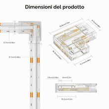 Carica l'immagine nel visualizzatore di Gallery, SEZO FCOB Gapless L-Shaped Set di 4 Connettori angolari a forma di L trasparente non cablato adatto per strisce LED COB 