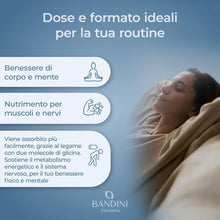 Carica l'immagine nel visualizzatore di Gallery, Bandini® Magnesio Bisglicinato 180 Capsule (2 mesi), 350 mg di Glicinato, Chelato per dose arricchito di Vitamina B1, B6, B12 Anti stress e fatica, Integratore per Sistema Nervoso, 100% Vegan