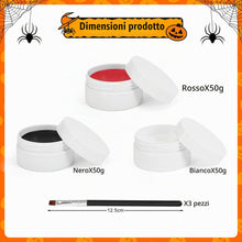Carica l'immagine nel visualizzatore di Gallery, Trucchi Halloween, 150g Trucco Bianca Nero Rosso, Pittura per Viso e Corpo, Joker Vampiro Cosplay Scheletro Trucco Effet