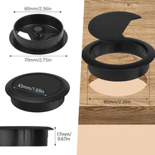 Carica l'immagine nel visualizzatore di Gallery, Flintronic Passacavi Scrivania, Con 60mm Seghe A Tazza, 6pz-60mm(Nero)
