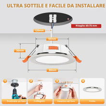 Carica l'immagine nel visualizzatore di Gallery, YindaLux Faretti Led da Incasso per Cartongesso, 5W 550LM IP44 Faretti LED Soffitto Dimmerabile, 3000K 4000K 6000K Regol