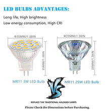 Carica l'immagine nel visualizzatore di Gallery, Lampadine LED MR11, 12V 3.5W Pari a Lampadine Alogene 25-35W, Base GU4.0, Bianco (6000K, Confezione da 6)