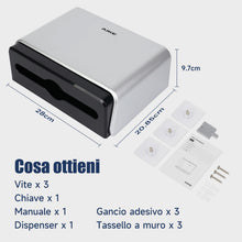 Carica l'immagine nel visualizzatore di Gallery, AIKE Dispenser Carta Asciugamani da Parete, Dispenser di Asciugamani con Piega a V Compatibile con Piega a C, Adatto per Carta Piegata Dimensioni 25,3x8 (cm), Può Contenere 200 Asciugamani di Carta