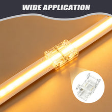 Carica l'immagine nel visualizzatore di Gallery, Set di 10 connettori per strisce LED COB a 2 pin, 8 mm, connettori angolari a forma di L e connettori centrali trasparen