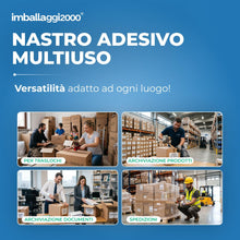 Carica l'immagine nel visualizzatore di Gallery, IMBALLAGGI 2000 - Nastro Adesivo Trasparente in Polipropilene, 6Pz 5cm x 66mt x 76 mm, per Pacchi, Resistente a Strappo 