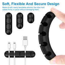 Carica l'immagine nel visualizzatore di Gallery, 9 Pezzi Clip per Cavi in Silicone di Varie Dimensioni | Porta Cavi Adesivi per Scrivania, TV, Auto | Nero Organizer Cavi