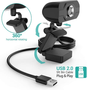 Webcam PIPRE PC con microfono 1080P FHD, webcam USB plug-and-play con copertura privacy, adatta per desktop e laptop riunioni, conferenze, zoom, Skype, Facetime, Windows, Linux e Mac, Nero