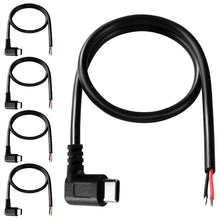 Carica l'immagine nel visualizzatore di Gallery, 5 Pezzi 30cm 22AWG Angolo Retto USB Tipo C Maschio SPina Cavo 2 Fili di Alimentazione Pigtail Cavo, 5V 3A USB-C a 2 Pin 