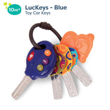 Carica l'immagine nel visualizzatore di Gallery, B. LucKeys - 4 Chiavi Auto Giocattolo strutturate per Neonati e Bambini - Blu - Torcia elettrica e 3 Suoni Auto - Non tossico - Giocattoli interattivi per dentizione - 10 Mesi +