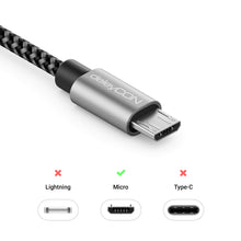Carica l'immagine nel visualizzatore di Gallery, deleyCON 2m Cavo Micro USB in Nylon Cavo di Ricarica e Dati con Connettori in Metallo per Ricarica e Sincronizzazione Te