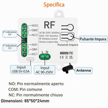 Carica l'immagine nel visualizzatore di Gallery, 433 Mhz RF Interruttore Remoto Wireless Ricevitore Relè A 2 Canali AC 220V 230V 240V Con 2 Telecomandi Per Porta Del Gar