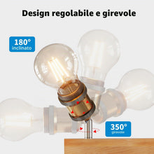 Carica l'immagine nel visualizzatore di Gallery, LVWIT Faretti LED da Soffitto Orientabili Retrò, Faretto da Interno con 3 Lampadine LED E27, Base di Legno, Faretti Soff