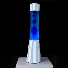 Carica l'immagine nel visualizzatore di Gallery, Fisura – Lampe à lave bleue. Lampe décorative relaxante au design original pour maison ou bureau, base à rayures, liquid