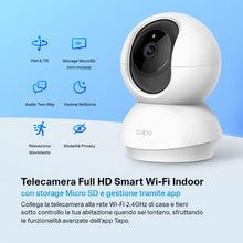 Carica l'immagine nel visualizzatore di Gallery, Tapo C200 Telecamera Wi-Fi Interno FHD, Videocamera sorveglianza, Visione Notturna, 360° Visuale, Audio Bidirezionale, Rilevamento di movimento e notifiche, Allarme acustico e luminoso integrato