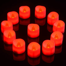 Carica l'immagine nel visualizzatore di Gallery, PChero Set di 12 lumini a LED rossi senza fiamma, a batteria, con timer di 6 ore, per la decorazione della stanza, della