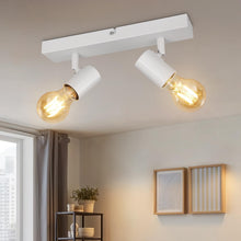 Carica l'immagine nel visualizzatore di Gallery, Kimjo Plafoniera LED Soffitto con 2 Faretti, Bianco Faretti da Soffitto E27