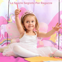 Carica l'immagine nel visualizzatore di Gallery, HOTUT Tenda per Bambini, Casetta da Giardino per Bambini con Luci Fatate e Adesivi Unicorno, Tenda da Gioco Castello da 