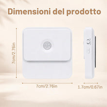 Carica l'immagine nel visualizzatore di Gallery, 4 Pezzi Luce Notturna con Sensore di Movimento, LED Ricaricabile USB C, Bianco Caldo Regolabile, Installazione Magnetica
