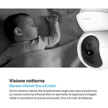 Carica l'immagine nel visualizzatore di Gallery, Tapo C200 Telecamera Wi-Fi Interno FHD, Videocamera sorveglianza, Visione Notturna, 360° Visuale, Audio Bidirezionale, Rilevamento di movimento e notifiche, Allarme acustico e luminoso integrato