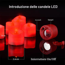 Carica l'immagine nel visualizzatore di Gallery, PChero Set di 12 lumini a LED rossi senza fiamma, a batteria, con timer di 6 ore, per la decorazione della stanza, della