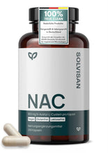 Carica l'immagine nel visualizzatore di Gallery, SOLVISAN - Capsule NAC 800 mg di N-Acetil-L-Cisteina - 200 capsule - Prodotto in Germania - Vegano, testato in laboratorio e senza additivi
